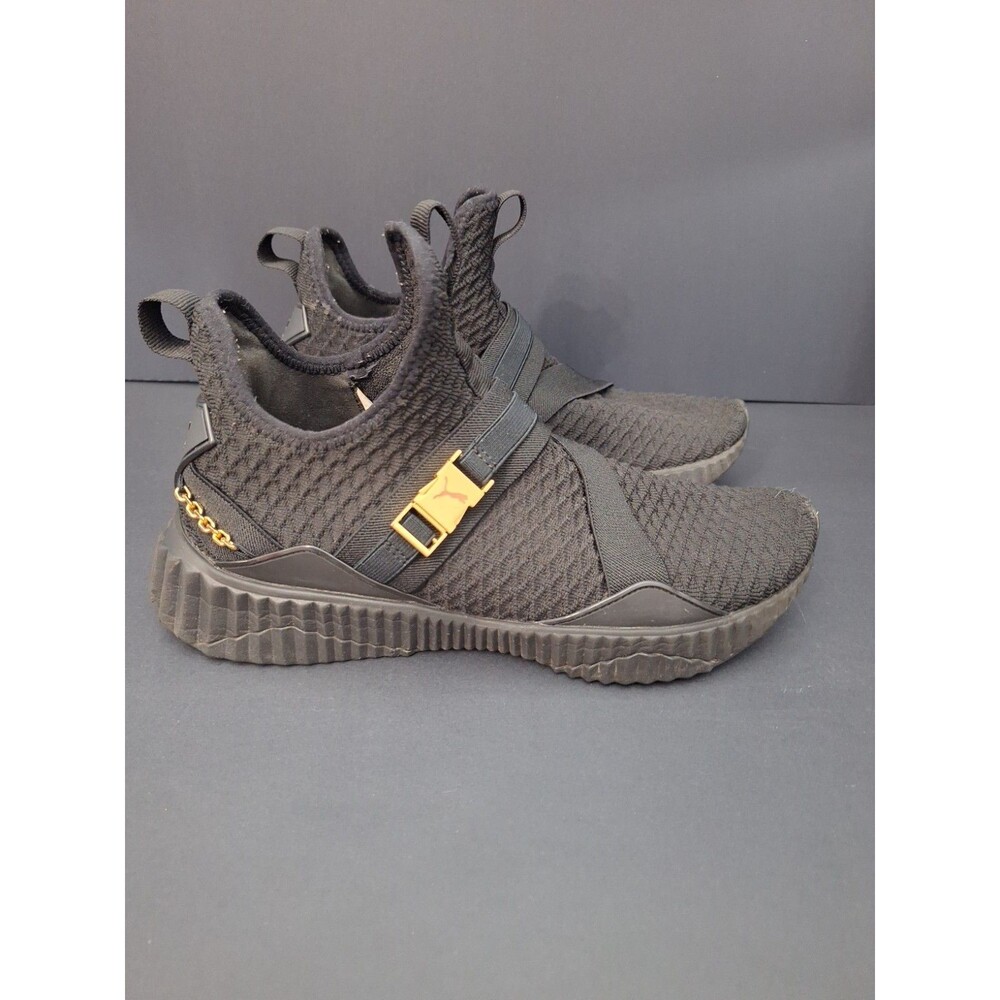 Size 10 - Puma Defy Mid Black Gold W Women's Pullon Athletic Athleisure School - Picture 5 of 14